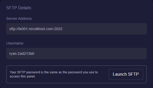 FTP login screenshot